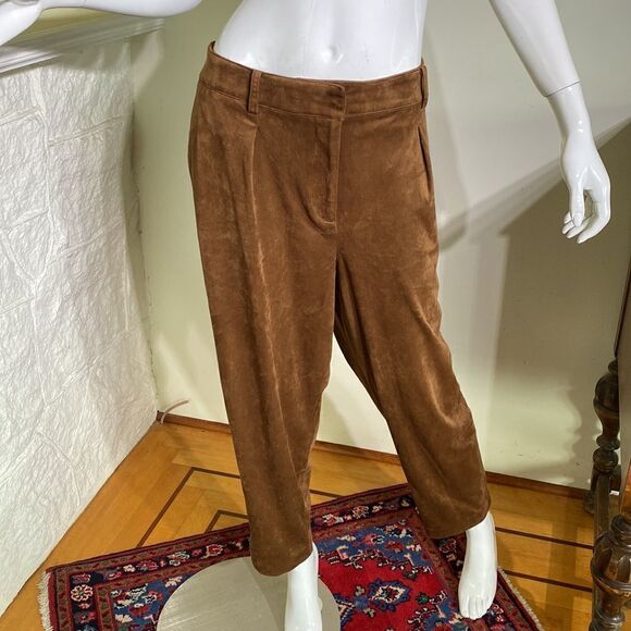 Calvin Klein Ultra Suede Pleated Front Crop Trousers - Picture 5 of 12